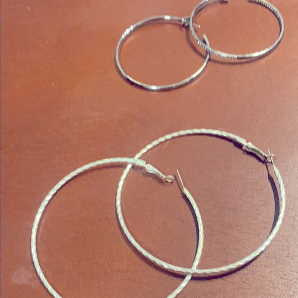 2 pair of high quality hoop earrings -2” and 3” sets